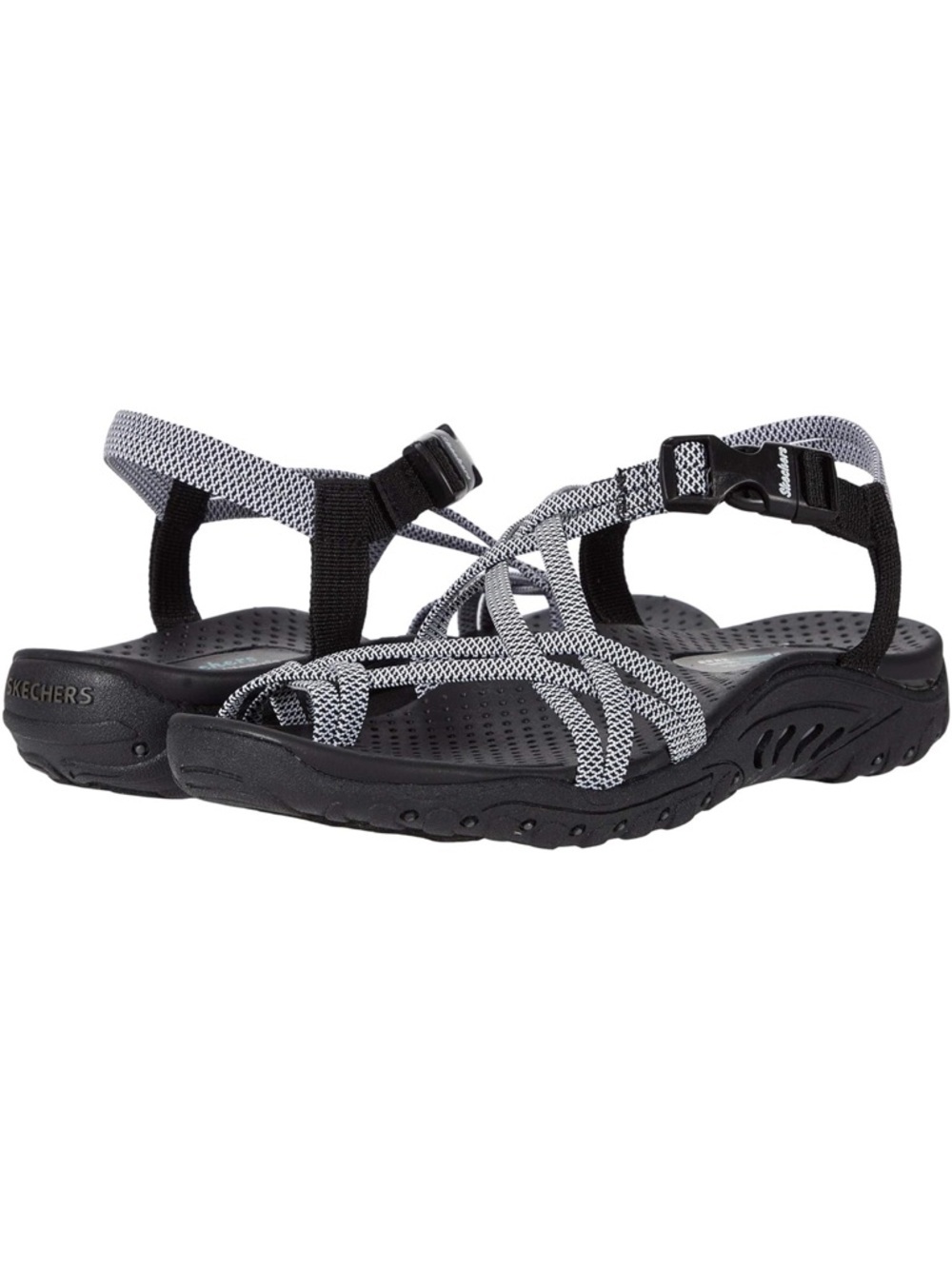 Skechers Black and White Strappy Outdoor Sandals